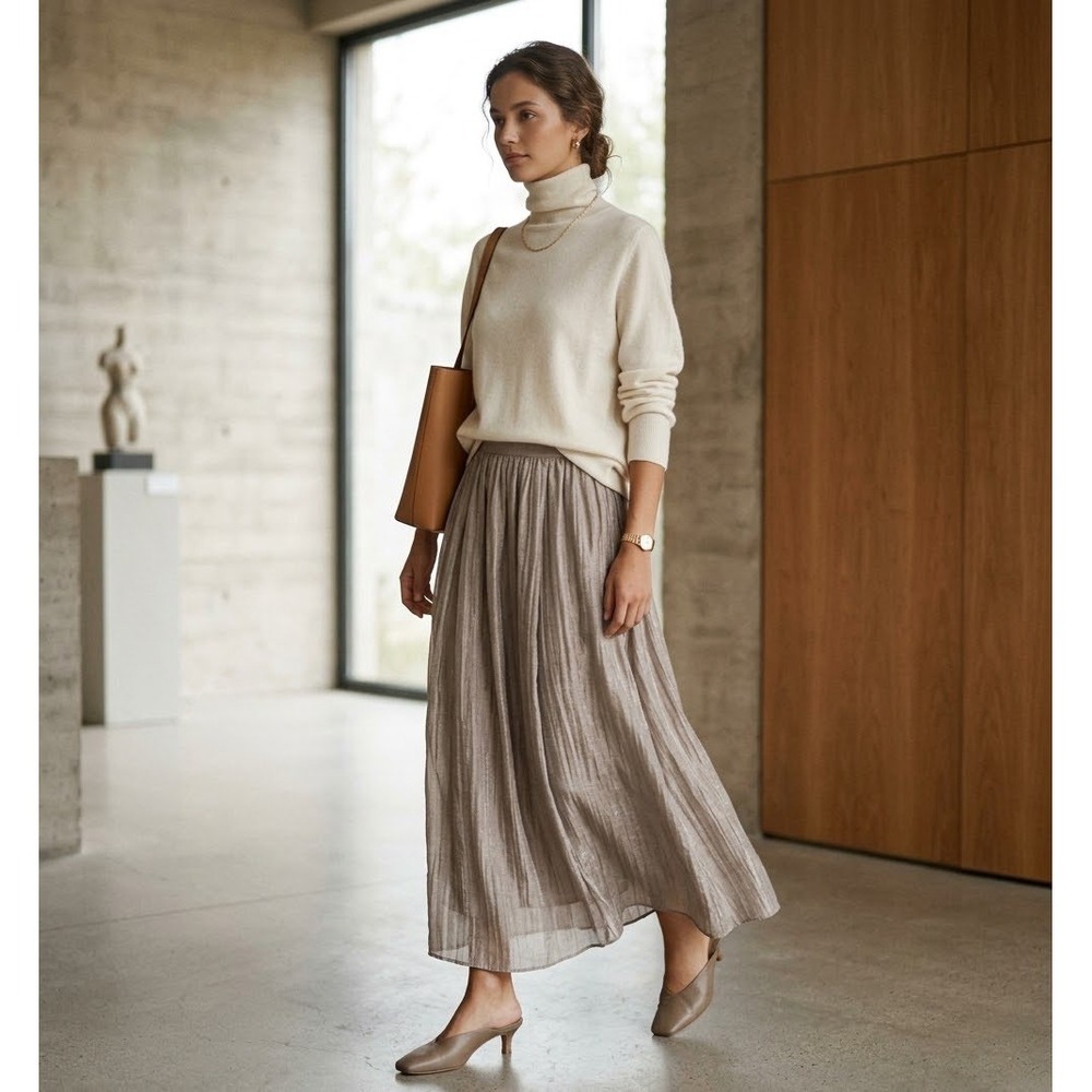 NWT Zara Mauve Pink Shimmer Crinkle Maxi Skirt XS Ethereal Fairy Quiet Luxury